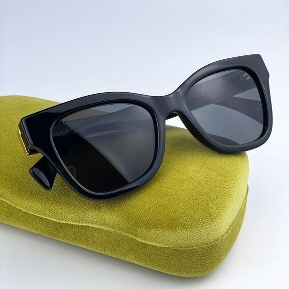 NEW Gucci GG1133S 001 Shiny Black Dark Gray Cat Eye Women Sunglasses